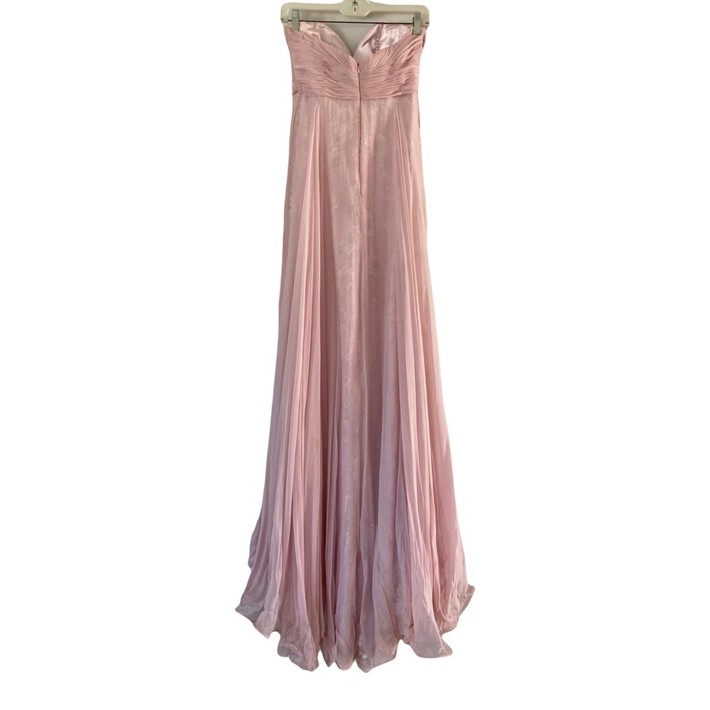 Mac Duggal Pink Silk Beaded Strapless Sparkle Lace Prom Formal Gown Size 4 - Picture 3 of 8